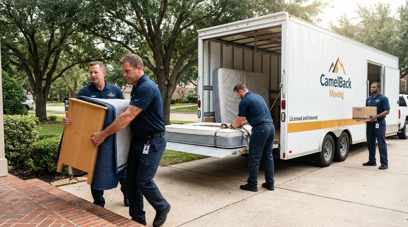 Crew loading residential truck for cross-state move from Gretna, VA