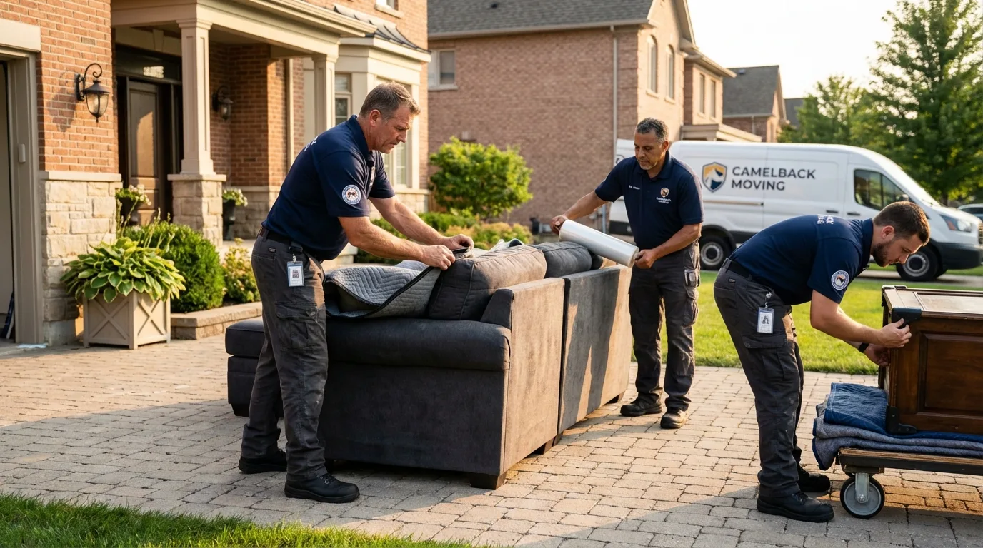 Large estate moving crew wrapping furniture in Gretna, VA