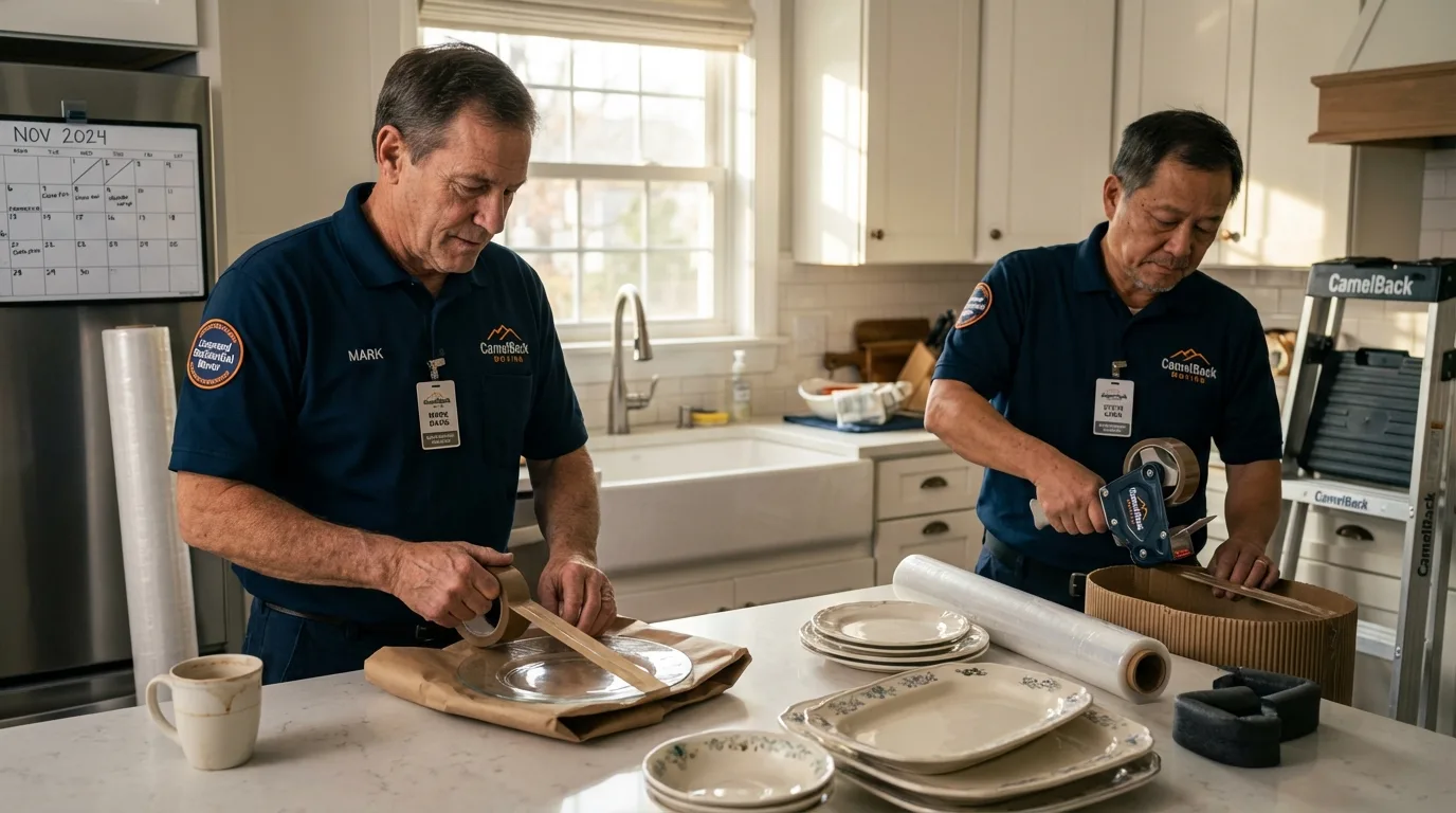Professional crew packing kitchen dishware in Gretna, VA